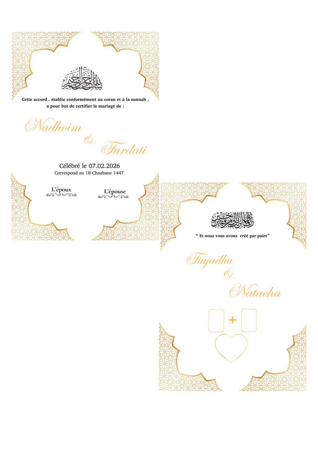 Certificat de mariage DUO