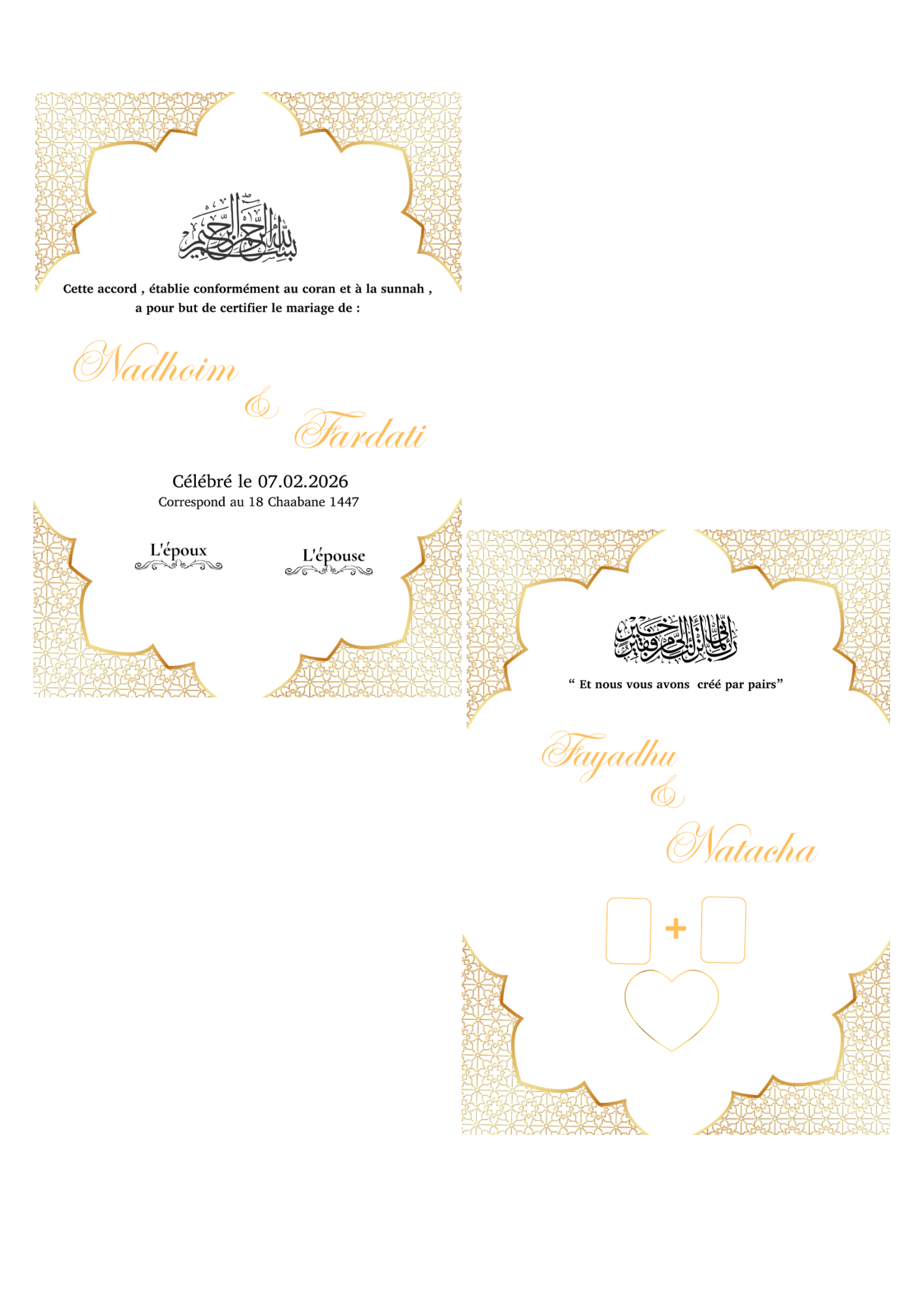 Certificat de mariage DUO