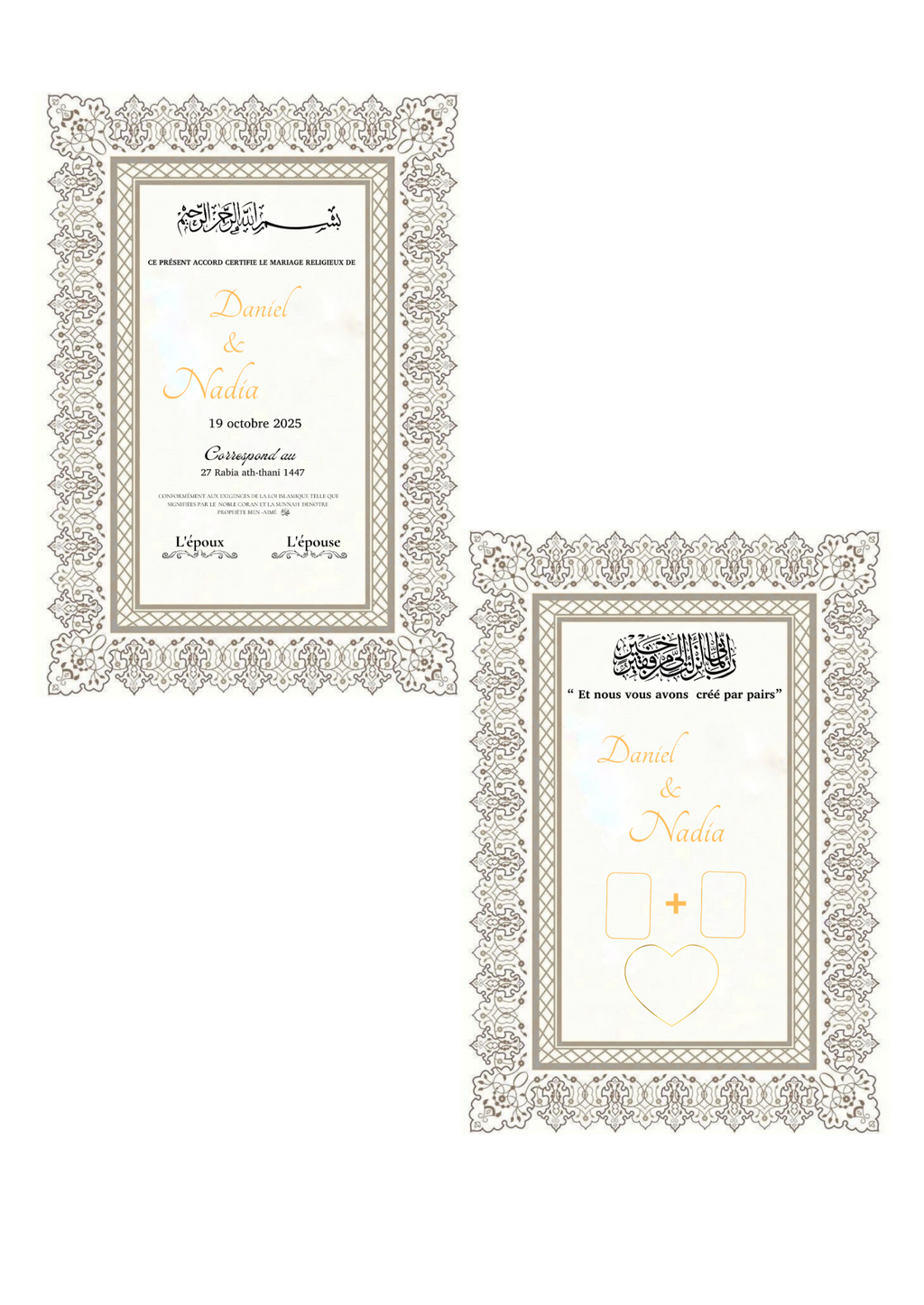 Certificat de mariage DUO