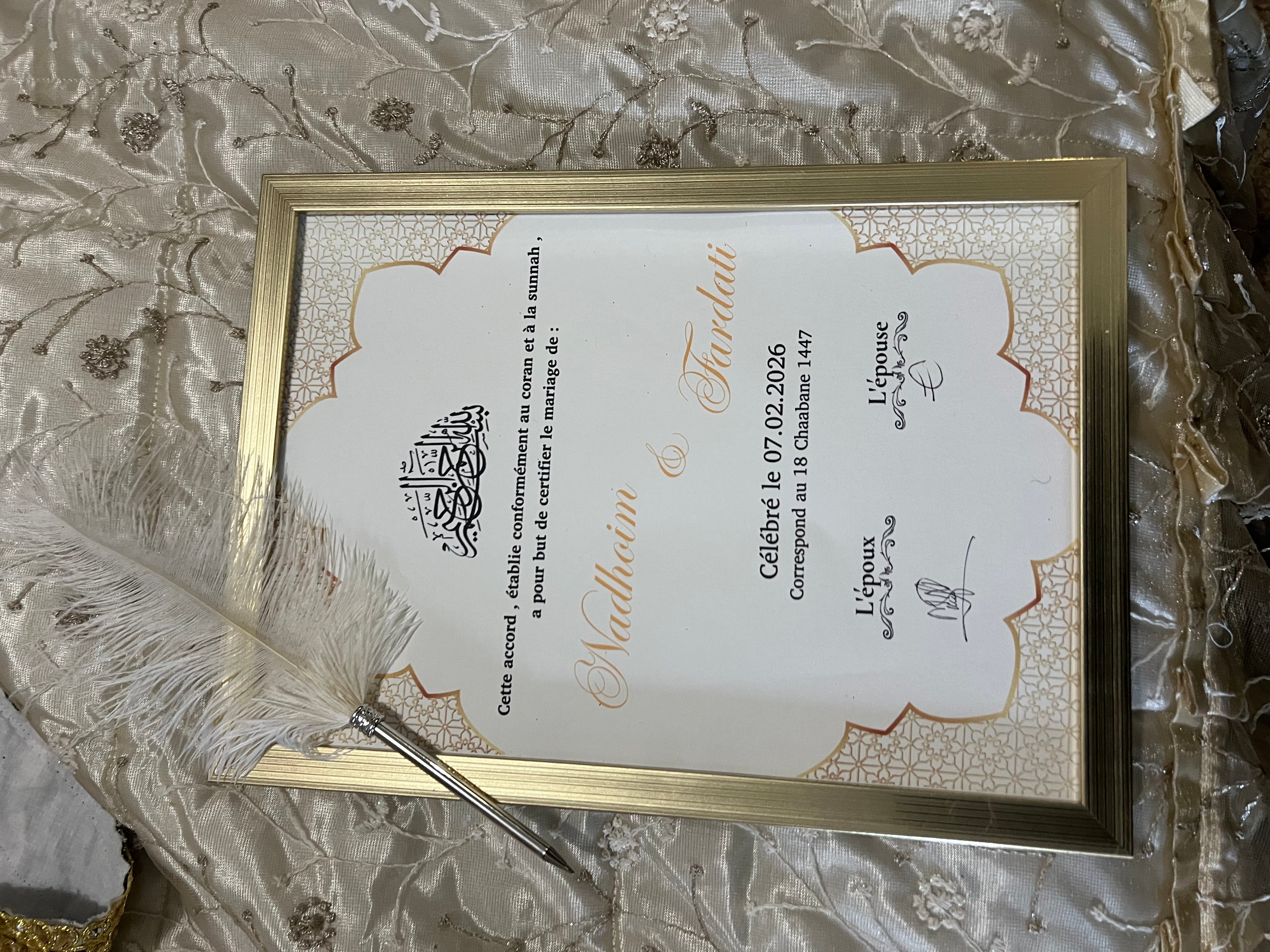 Certificat de mariage classique